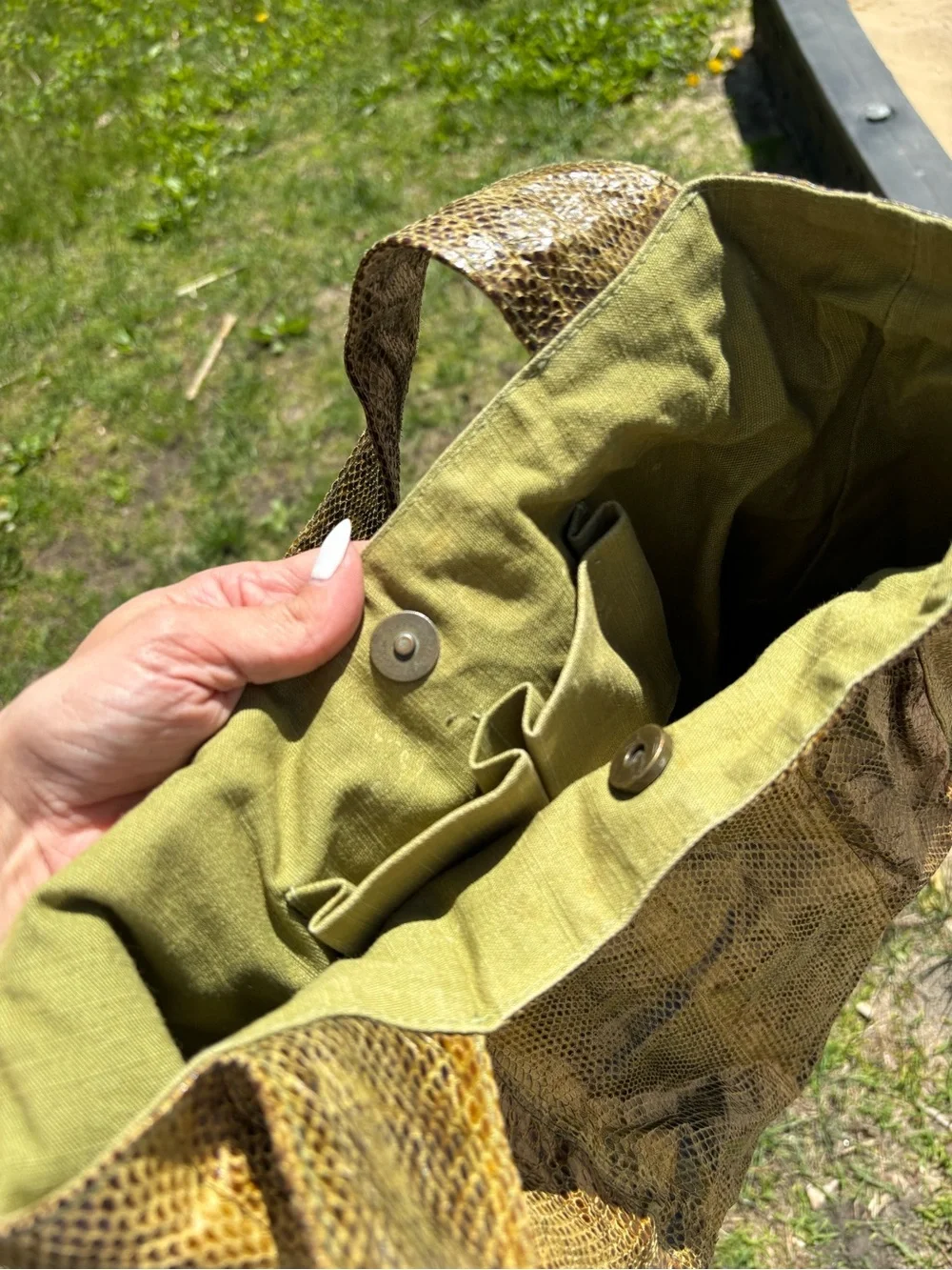 Beirn Jenna Tote Bag Genuine Watersnake Snakeskin Metallic Gold Large